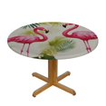 thumbnail image 3 of JEUXUS Tropical Flamingo Pink Fitted Elastic Table Cover for Round Table, Waterproof Oil Proof Tablecloth for Indoor Outdoor Picnic Camping Party Green Leaves, 3 of 7