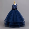 thumbnail image 3 of Girls Pageant Princess Sleeve Flower Ball Gown Dress, Kids Wedding Bridesmaid Pageant Party Formal Long Gown Princess Tulle Floral Embroidery Girl Birthday Party Dresses - 2-10T, 3 of 8