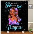 thumbnail image 3 of Juego de 4 cortinas de ducha afroamericanas, diseño de girasoles, mariposas azules, mujer afroamericana, sexy, chica negra, decoración de baño, cortina de ducha marrón de tela impermeable,, 3 of 7