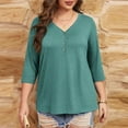 thumbnail image 6 of Shirts For Women Sevevn Women Plus Size V-Neck 3/4 Sleeve Casual T-Shirts Loose Basic Tunic Tees, 6 of 8