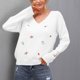 thumbnail image 4 of Suéter Abrigo Mujer Gibobby manga larga estampado de punto de visón blanco S, 4 of 5