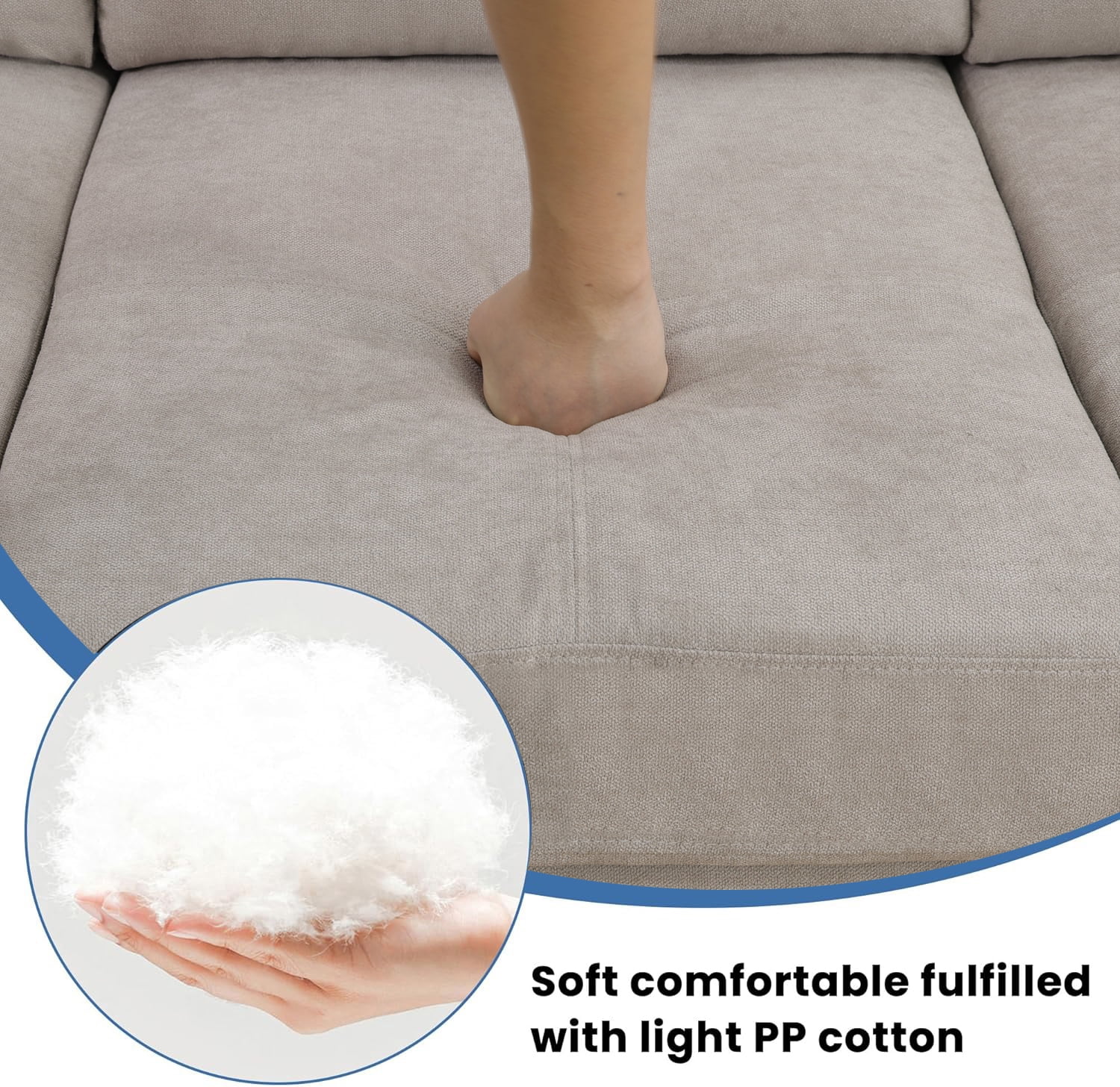 Wzlam Sectional Couch for Living Room Furniture Sets, Off-White Short Fur Fluffy Fabric L Shape Chaise, Modern 3 Piece Small Sofa Sets for Bedrooms, Apartments and Offices(Facing Right Chaise)