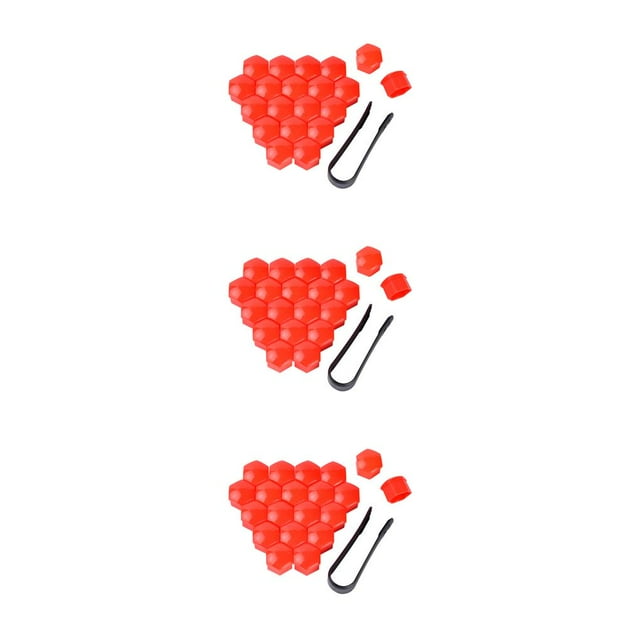 Wweixi Pack de 20 Bouchons d'Écrou de Roue de Voiture Extérieur Antirouille Auto Moyeu Vis Couvercle Plastique Remplacement Automobile avec Clip Rouge 19mm 3Set