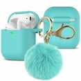 thumbnail image 2 of Soft Silicone Protective Case Cover with Pompom Keychain Accessories for Apple Airpods 1st Generation, 2 of 9