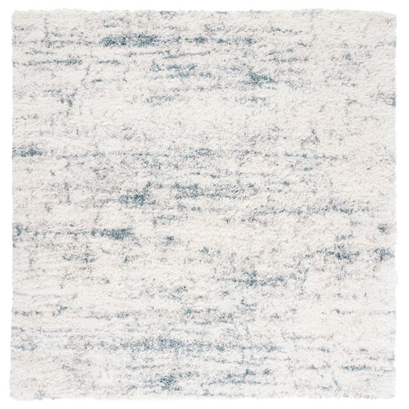 SAFAVIEH Fontana Darian Abstract Shag Area Rug, Ivory/Teal, 6'7" x 6'7" Square