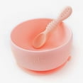 thumbnail image 4 of Simka Rose Silicone Baby Bowl and Spoon Set, BPA Free, Baby Led Weaning (Peach), 4 of 8