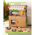 thumbnail image 4 of KFFKFF Mud Kitchen, Outdoor Mud Kitchen for Kids, Wood Outdoor Play Kitchens with Spoons, Sink, Tank, Sunshade Canopy, Shovels, Cookware Pots, 4 of 9