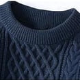 thumbnail image 6 of Men's Crew Neck Cable Knit Sweater Long Sleeve Relaxed Fit Pullover Thick Knitwear Casual Tops for Fall Winter Daily Wear Navy L, 6 of 7