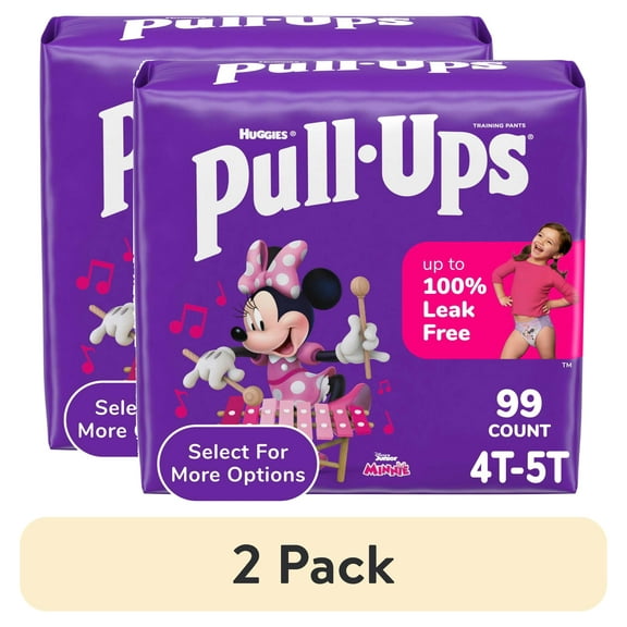 (2 pack) Pull-Ups Girls' Potty Training Pants, 4T-5T (38-50 lbs), 99 Count (Select for More)