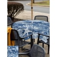 thumbnail image 5 of Outdoor Tablecloths with Umbrella Hole & Zipper, Navy Blue Coastal 60x60 Inch Square Tablecloths, Summer Beach Nautical Starfish Coral Vintage Waterproof Table Cloth, Patio/Pool/Picnic Table Covers, 5 of 8