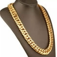 thumbnail image 2 of QQTDFG 9mm-21mm Fashion 18K Gold Plated Stainless Steel MENS Curb Cuban Chain Necklace-21mm-10inch bracelet, 2 of 7