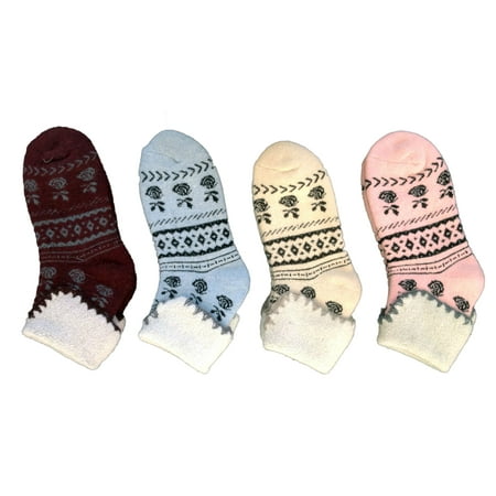- Lian LifeStyle 4 Pairs Women's Premium Angora Lambs Wool Socks Diamond Random Color Size 6-9