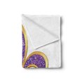 thumbnail image 2 of Fleur De Lis Soft Flannel Fleece Throw Blanket, Ornate Heraldic Design in Nostalgic Medieval Antique Elements, Cozy Plush for Indoor and Outdoor Use, 50" x 60", Yellow Purple, by Ambesonne, 2 of 5