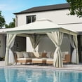 thumbnail image 2 of LAUSAINT HOME 12'x12' Outdoor Patio Gazebo, Heavy Duty Semi-Permanent Gazebo Tent with Double Roof, Mosquito Netting & Privacy Curtains, Metal Frame Backyard Canopy for Garden, Lawn, Party, White, 2 of 11