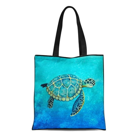 Pottery Barn Foyer Ideas ASHLEIGH Canvas Tote Bag Ocean Sea Turtle Nursery Water Wildlife Pottery Barn Reusable Handbag Shoulder Grocery Shopping Bags ()