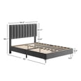 thumbnail image 4 of Wood Bed Frame, Modern Velvet Upholstered Tufted 11 inch Platform Bed Frame with Headboard, 4 of 8