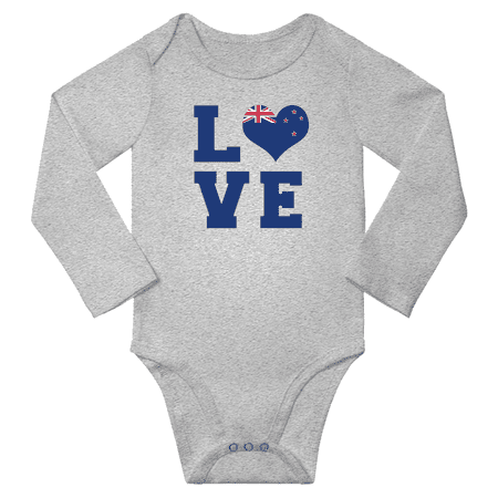 

Love New Zealand Heart Flag Baby Long Slevve Rompers Clothes Outfits (Gray 12-18 Months)