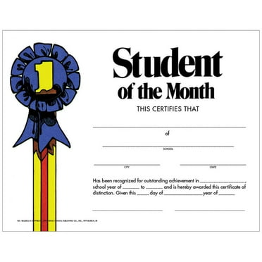 Student of the Month Certificate, Pack of 30, 8.5" x 11"