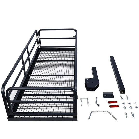 Kselythan Hitch-Mounted Cargo Carrier,Rear Luggage Carrier, 750 Lbs Folding Hitch Mount Cargo Basket for 2" Receiver, Heavy-Duty Luggage Storage for SUV, RV, Truck, and Trailer