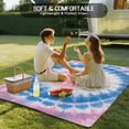 thumbnail image 4 of Outdoor Rug 5x7 ft Abstract Ethnic Tie Dye Waterproof Outdoor Patio Rug Mat Non Slip Outside Area Rugs Carpet for RV,Camping,Porch,Deck,Pool,Balconybackyard,Pink Blue, 4 of 9