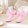 thumbnail image 3 of Textilo Girls Big Ruffle Ankle Socks,Double Lace Turn Cuff Lightweight Frilly Dress Cute Girl Sock with Ruffles,Pink XS(1-2Years), 3 of 6