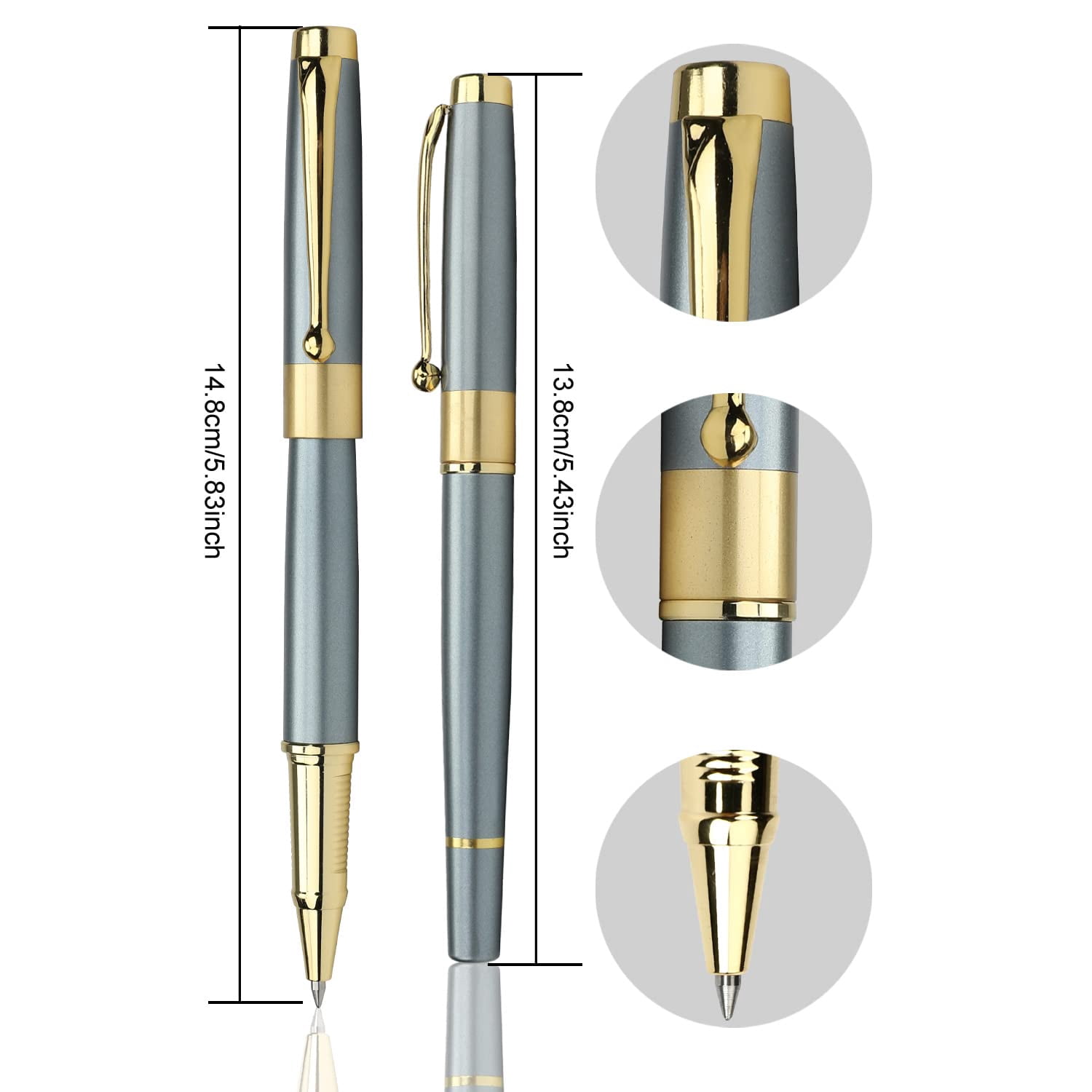 Ballpoint Pen Black Refill Luxury Line Width 0.5mm Ball Gift Set For Men & Women Professional Executive Office Nice Ballpens Classy Box (blue)