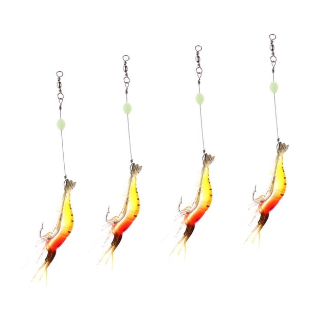 Señuelo de Camarones Baoblaze 5 Piezas Luminoso de Agua Salada Forma y sensación de rojo