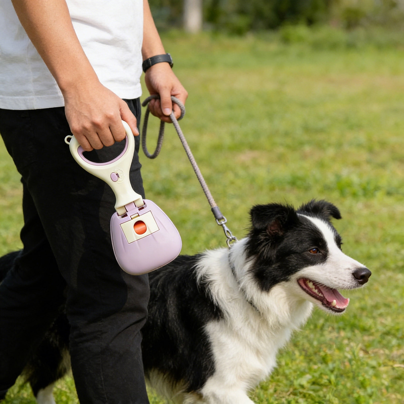 Dog Poop Waste Disposal Portable Pick Up Tool With Dispenser Leash For Outdoor Walking Cleaning
