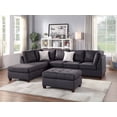 thumbnail image 2 of Contemporary Modern Living Room Reversible L/R Chaise Sofa Ottoman 3pc Sectional Lounge Pillows Ebony Microfiber, 2 of 7