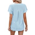 thumbnail image 4 of Blusa de manga corta con volantes, blusa tipo túnica con mangas con volantes, blusa hueca, blusa con cuello en V, la mejor de su clase, 4 of 6