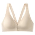 thumbnail image 2 of harmtty 3/4 Cup V-Neck Beautiful Back Front Button Women Bra Seamless Push Up Thin Underwear,Beige,M, 2 of 8