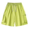 thumbnail image 2 of Men's Woven Cargo Shorts, Elastic Drawstring Waist Shorts with Side Cargo Large Pockets and Casual Fit Outdoor Hiking Everyday Wear Green XL, 2 of 9