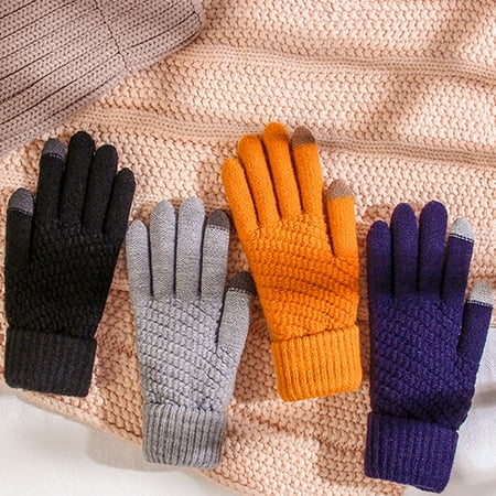 

1 Pair Knitted Gloves Wear Resistant High Elastic Knitted Fabric Flexible Touch Screen Working Gloves for Trave