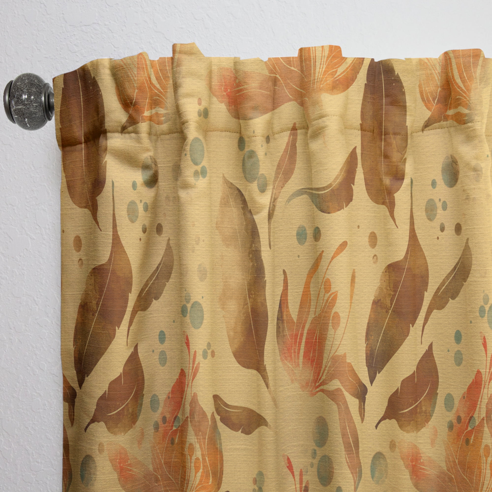 Designart 'Leaves Tea and Flowers' Bohemian & Eclectic Curtain Panel
