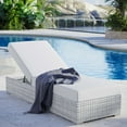 thumbnail image 2 of Lounge Chair Chaise, Rattan, Wicker, Light Grey Gray White, Modern Contemporary Urban Design, Outdoor Patio Balcony Cafe Bistro Garden Furniture Hotel Hospitality, 2 of 8