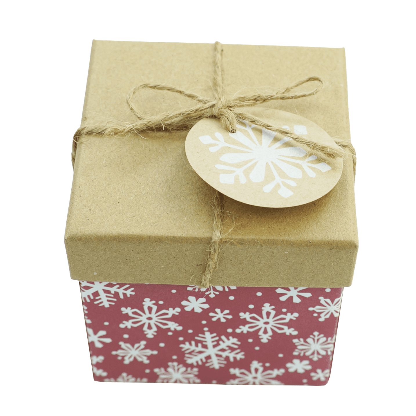 White Snowflake String Tag Square Gift Box,3.15 in x 3.15 in x 3.15 in,by Holiday Time, HOLIDAY TIME PL SNOWFLK ST SQ BOX
