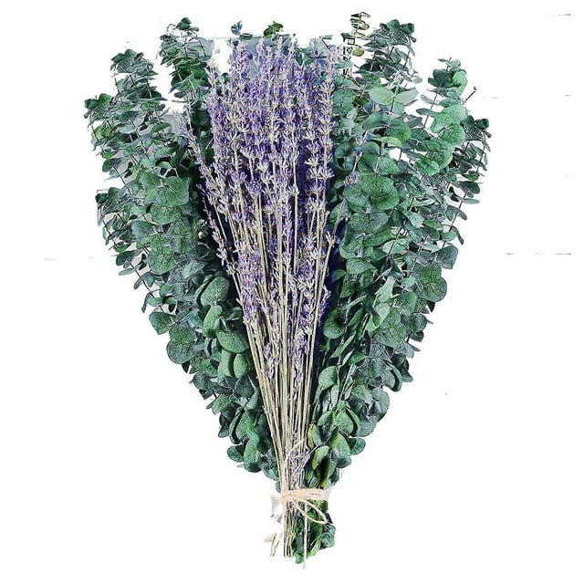 15 Pcs Dried Preserved Eucalyptus Stems & Lavender Flowers Bundles for Shower, 17In Eucalyptus Leav