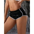 thumbnail image 3 of Women Slim Fit Sequins Shorts Elastic Waist Glitter Mini Shorts Hot Fitness Dance Short Pant Low Rise Night Out Glitter Bottoms, 3 of 6