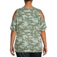 thumbnail image 3 of Terra & Sky Women's Plus Size Cold Shoulder T-Shirt, 3 of 5