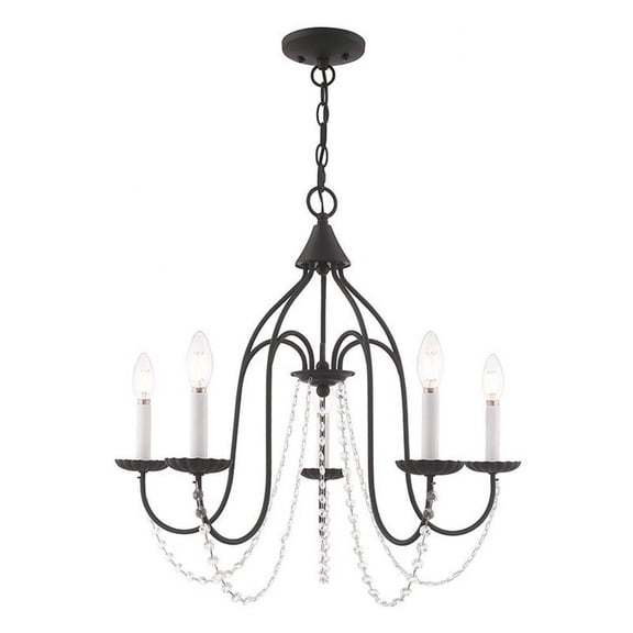 Traditional French Country Farmhouse Five Light Chandelier-Black Finish Bailey Street Home 218-Bel-4432574