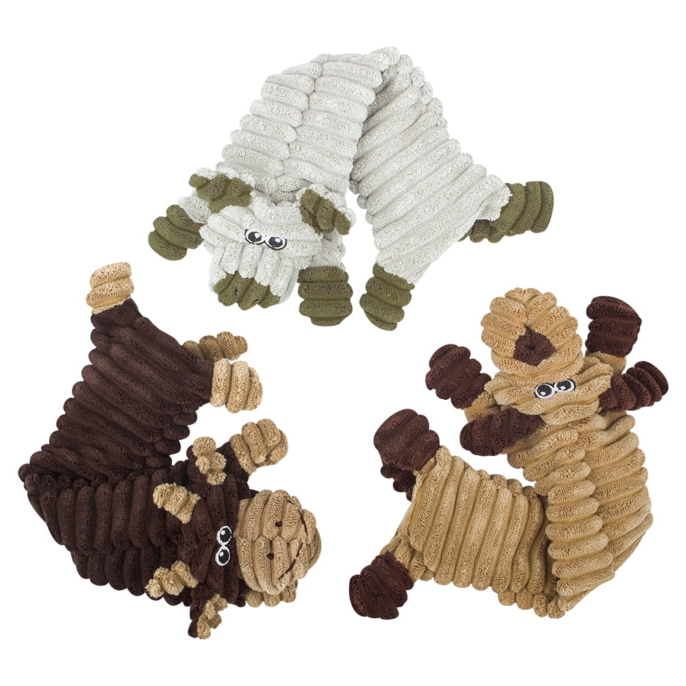 Kepooman 3 Pcs Dog Chew Toy for Teething Chewing and Playtime, No Stuffing Plush Animal Dog Squeaky Toy, Multi-color Kepooman 3 Pcs Dog Chew Toy for Teething Chewing and Playtime, No Stuffing Plush Animal Dog Squeaky Toy, Multi-color