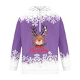thumbnail image 2 of Men’s Pullover Hoodie with Reindeer and Snowflake Print Holiday Theme Long Sleeve Hooded Sweatshirt Casual Fit Purple L, 2 of 4