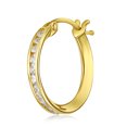 thumbnail image 5 of Wellingsale Ladies 14k Yellow Gold Polished 14.5mm Channel Set CZ Hoop Earrings (14.5 x 14.5 mm), 5 of 7