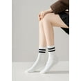 thumbnail image 4 of Womens Crew Socks Cushioned Cotton Striped Quarter Socks Vintage Retro Running Socks 6 Pairs, 4 of 12