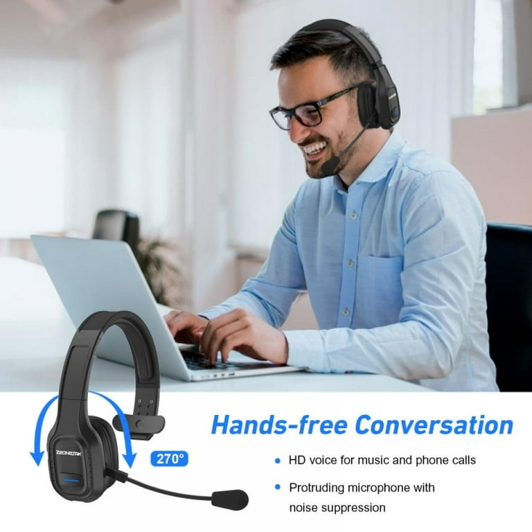 Conambo Trucker Bluetooth Headset 5.0 with Microphone Noise Cancelling  Wireless Phone Headset 22Hrs Talktime Mute Button Bluetooth Headphones for  Cell