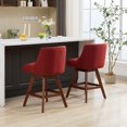 thumbnail image 3 of LEGAHOME Bar Stools Set of 2, 26” Swivel Counter Height Bar Stools with Soft Foam and Steel Spring Core, Modern Bar Stools with Wood Legs for Kitchen Island, Bar, Dining Room, Wine Red, 3 of 9