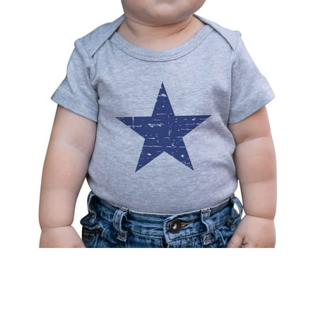 

7 ate 9 Apparel Kids Patriotic 4th of July Outfit - Distressed Star Grey Onepiece 0-3 Months