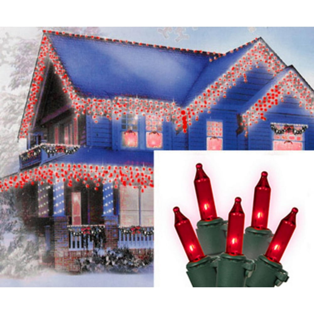 Set of 100 Red Mini Icicle Christmas Lights - Green Wire - Walmart.com ...
