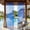 Blue, variant on Qiopertar Solid Color Sheer Curtains 51.9x84.25 Inch, Waterproof Translucent Drapes for Balcony Patio, Voile Window Panels for Indoor Living Room Bedroom Decor