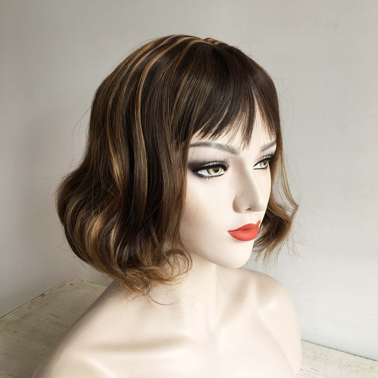 nevermindyrhead Dark Brown Short Curly Bob Wig with Fringe 